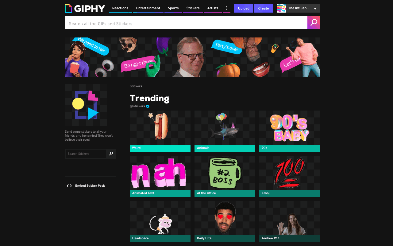 giphy.com gifs trending stickers page