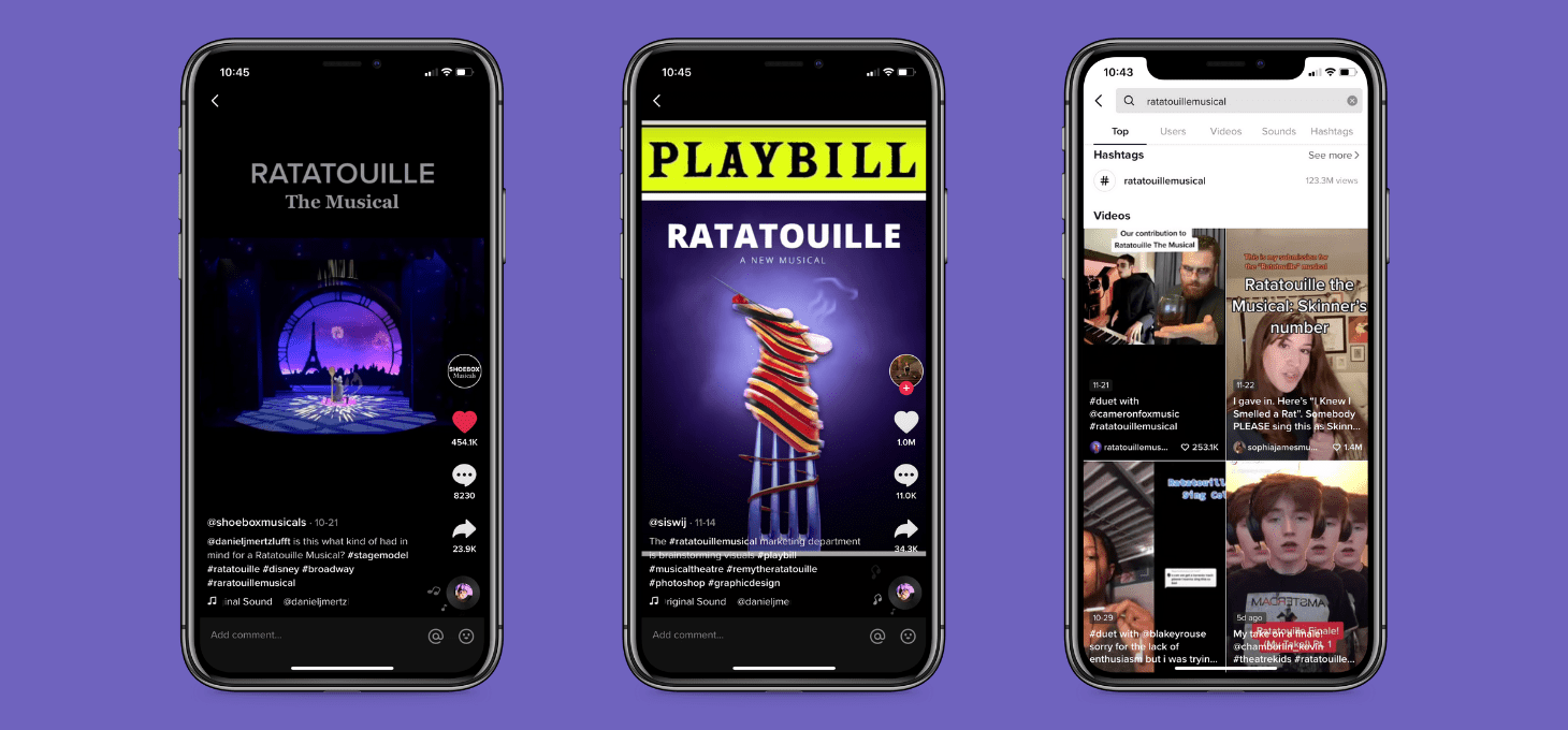 Screenshots of The Ratatouille Musical from TikTok