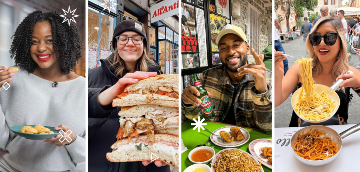 A collage of four NYC-based food influencers