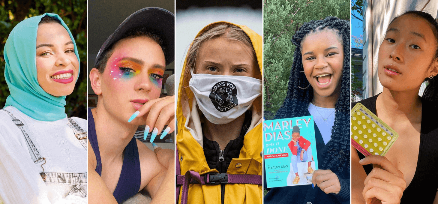 A collage of five Gen Z influencers
