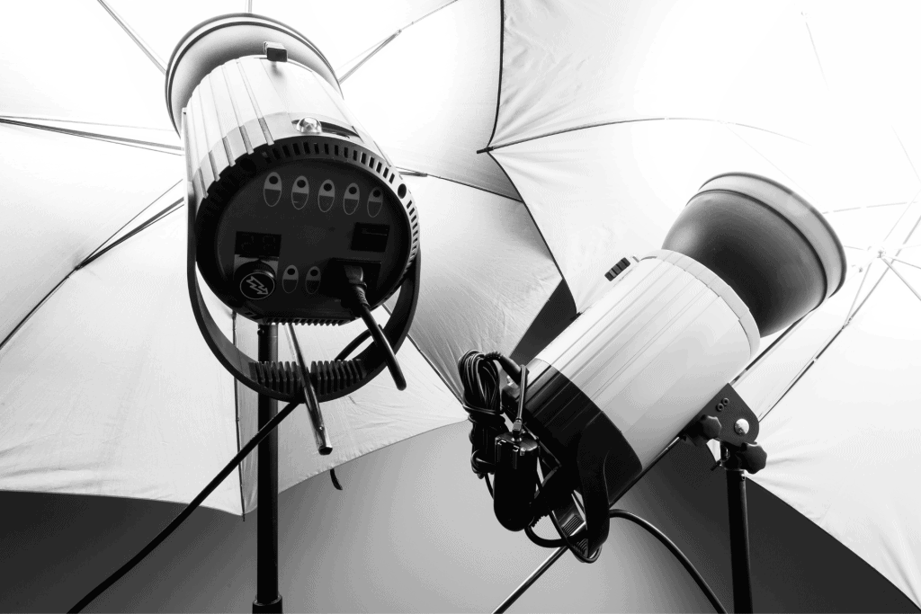 Close up of two photography lights