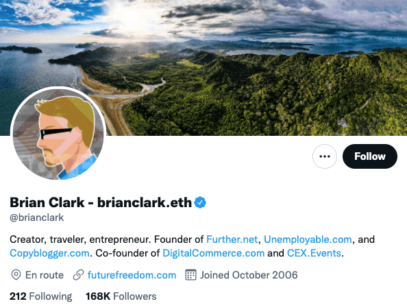 Brian Clark’s Twitter bio