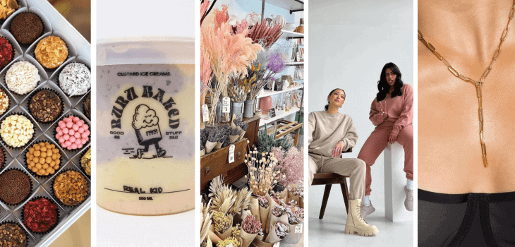 a collage of products from female-owned businesses