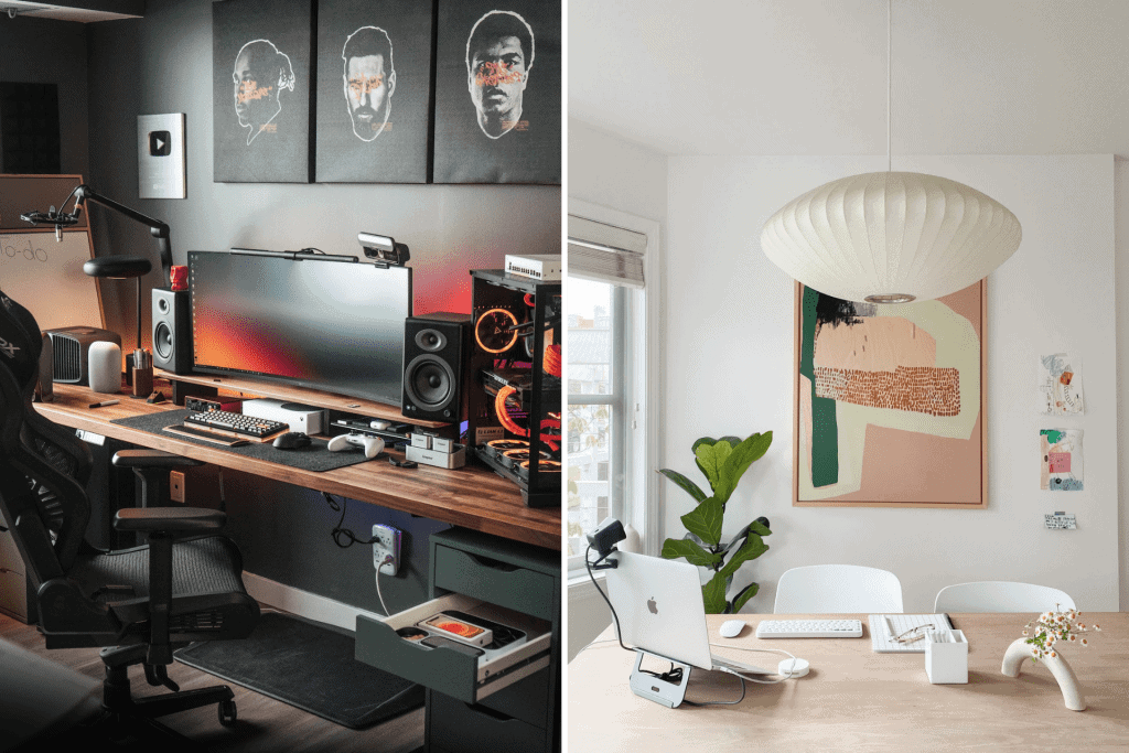 Two photos of home offices from Staples Canada's #LoveWhereYouWork campaign