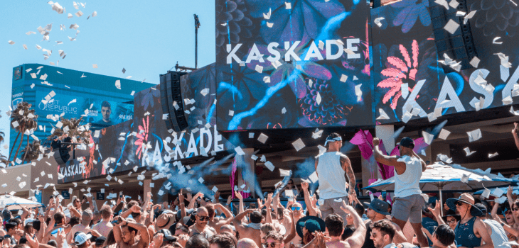 People partying at a Kaskade show in Las Vegas
