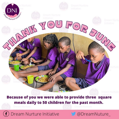 A “thank you” social media post from Dream Nurture Initiative
