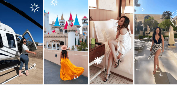 A collage of four Las Vegas travel influencers
