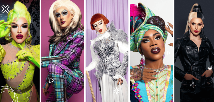 A collage of five New York drag queens