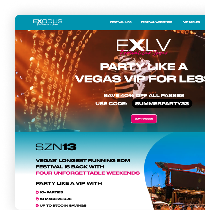 Recent Web Projects Exodus Festival Las Vegas - The Influence Agency