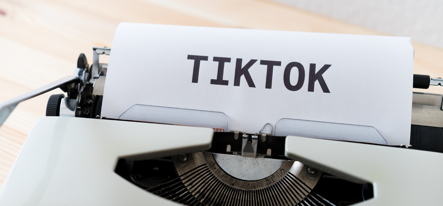 The word “TikTok” written by a typewriter