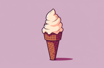 An illustration of an ice cream cone against a purple background