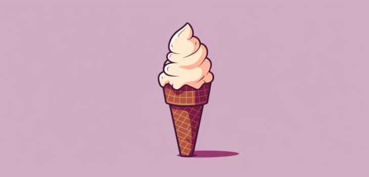 An illustration of an ice cream cone against a purple background