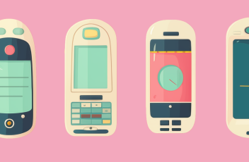 four futuristic phones side by side